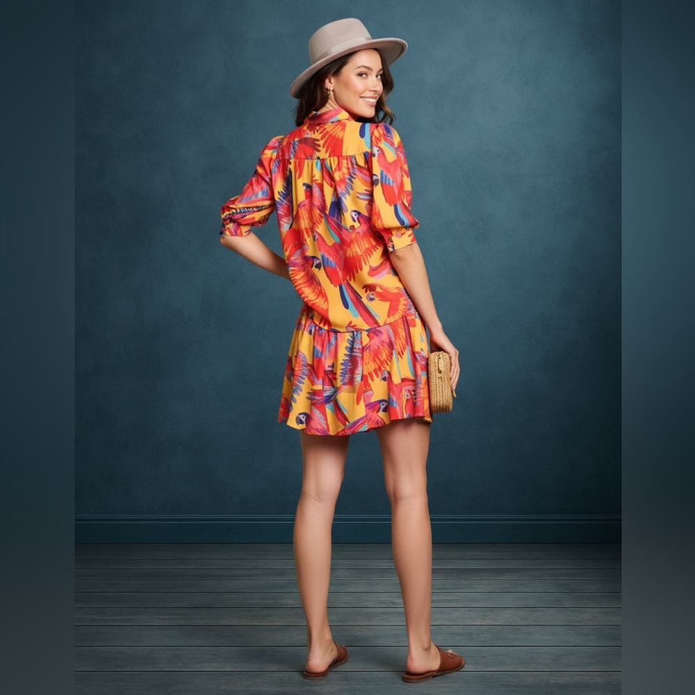 RIO RHYTHM TROPICAL BIRT PRINT MINI SKIRT SET - Picture 6 of 9